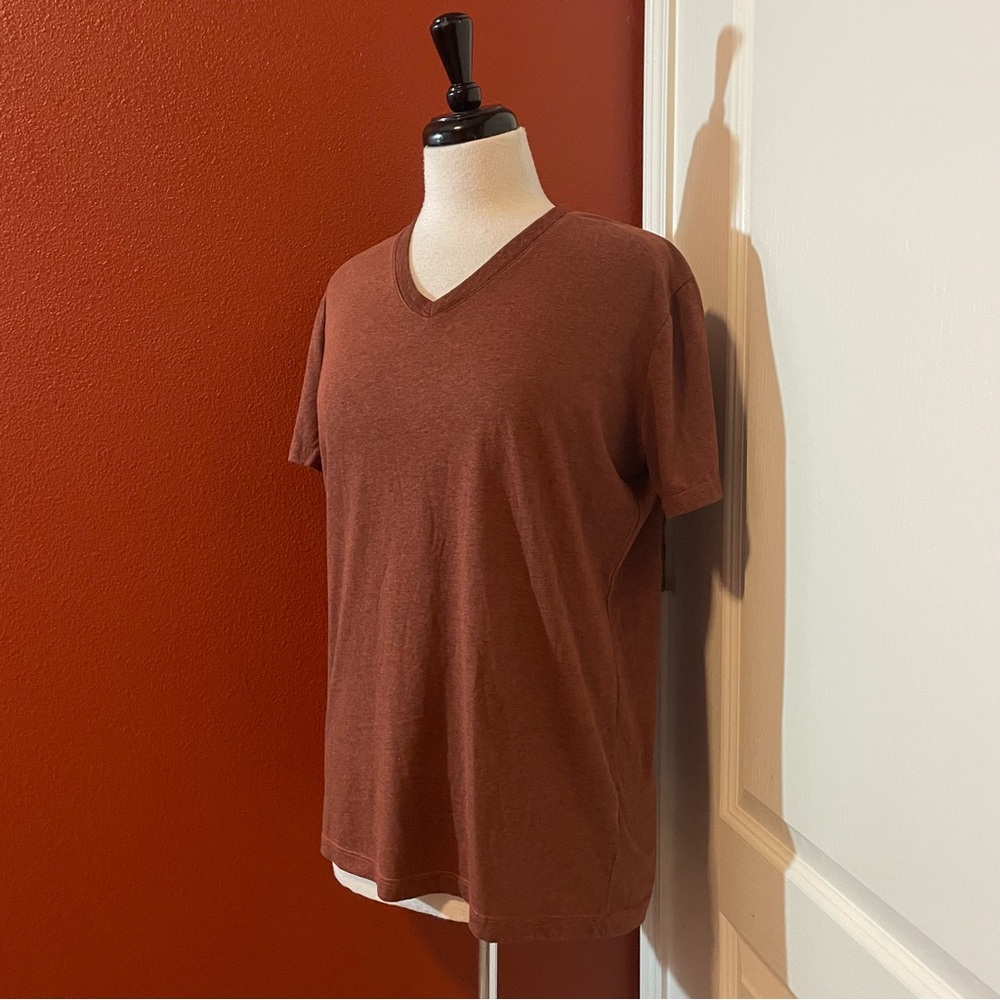 Gustin Women’s Classic Heather Terracotta V Neck Lightweight USA Made Tee Shirt